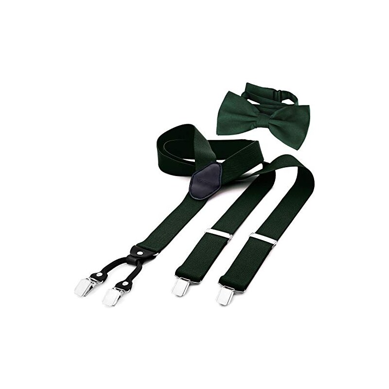 Set Elegante Accessori Smoking Uomo Bretelle Papillon Bianco - Foto 3