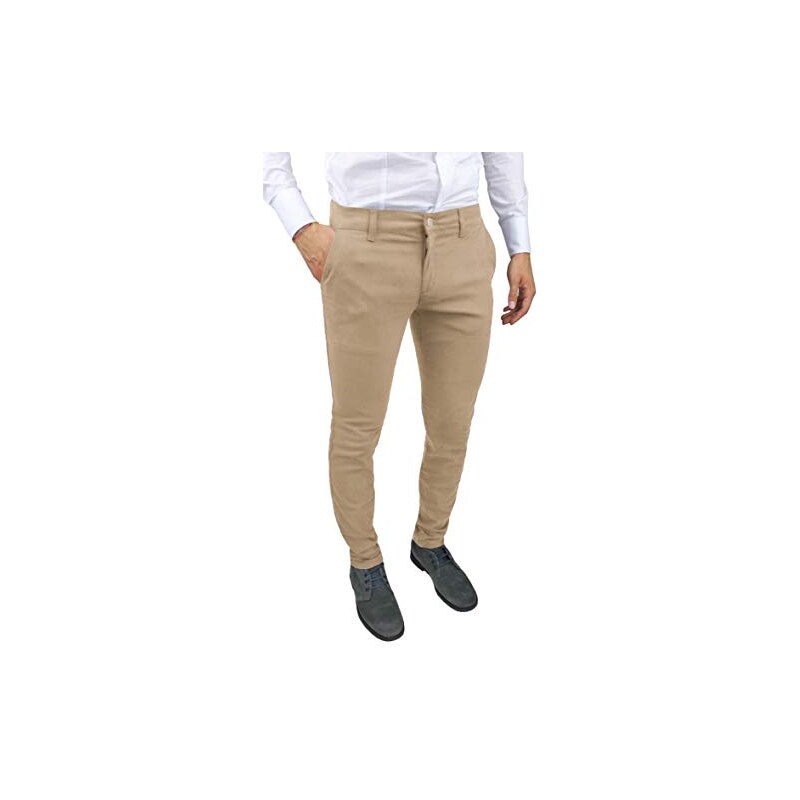 Cristiano Battistini Pantaloni Uomo sartoriali Slim Fit Casual Eleganti Invernali (48, Beige)