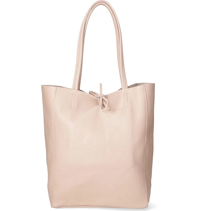 Borsa Shopper In Pelle Chicca Borse | Made In Italy | 40x36x11 Cm | Chiusura A Laccio | Incluso Sacchetto Antipolvere