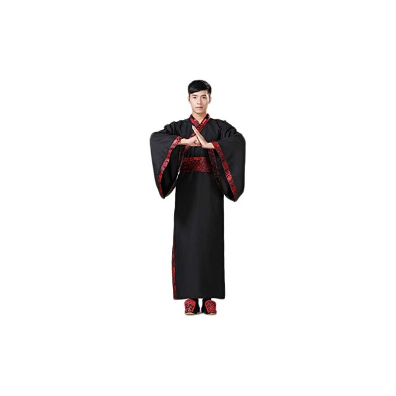 Black Sugar Kimono giapponese cinese tradizionale da uomo, costume per  cosplay, tunica lunga S(36) M (38) L(40) XL(42) XXL(44) 3XL(46), Nero ,  XXXL 