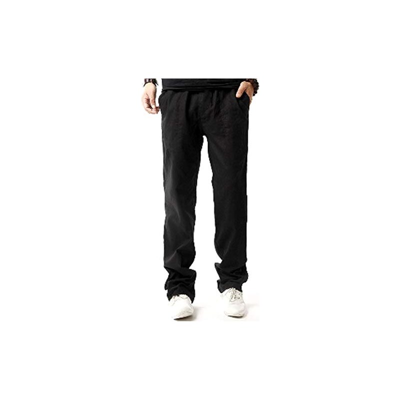 Pantaloni Lino Uomo EDITCOZY - Hippy Harem Sciolti, Elasticizzati, 20% Lino 80% Cotone - Foto 3