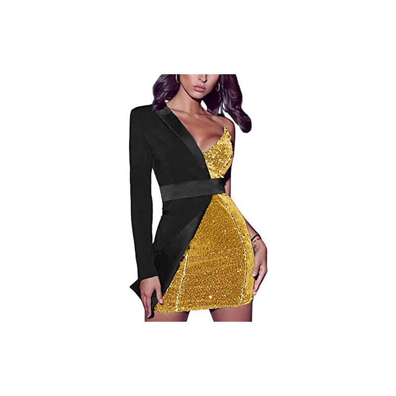 Vestito Donna Bodycon Sexy Con Scollo A V - Abito Corto Senza Maniche Per Party E Cerimonie - Foto 6