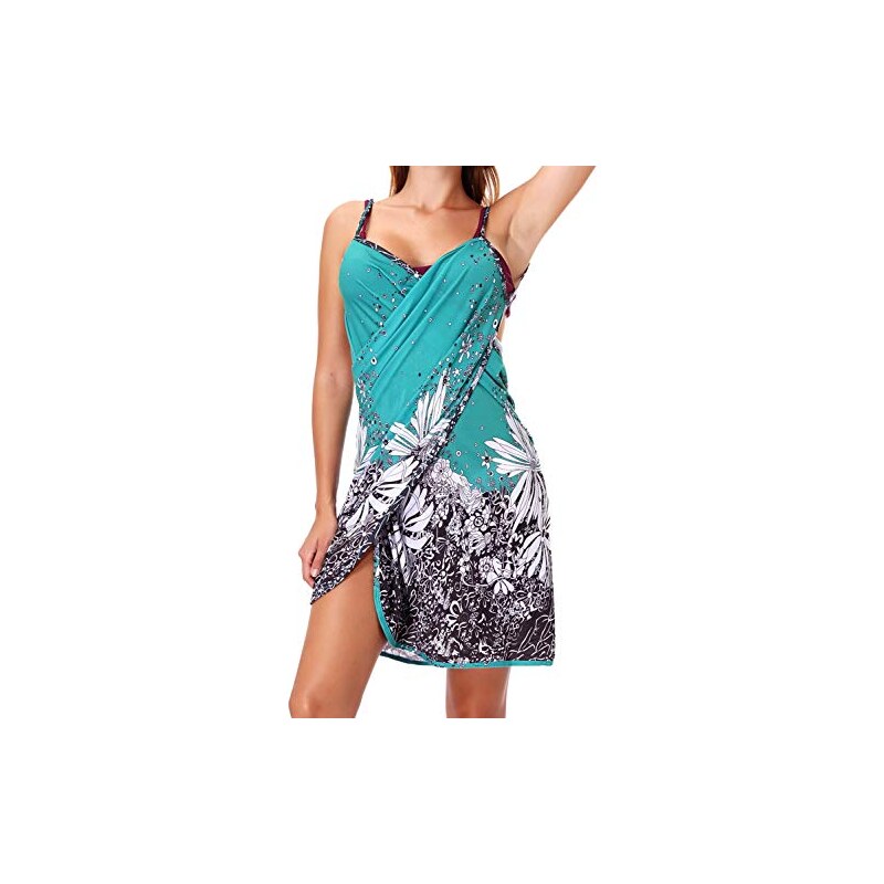 EQLEF Pareo Donna Mare, Long Beach Wrap Coconut Tree Printed Bikini Sarong Wrap Chiffon Bikini Coverup Gonna Swim Per Viaggio Nuoto Estate Vacanza Spiaggia Piscina