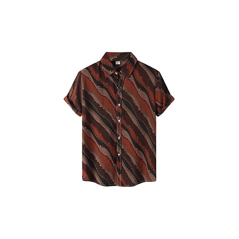 COOFANDY Camicia Uomo Vacanza Estiva Camicia Casual Manica Corta Camicia Leggera per Uomo Blu Chiaro S