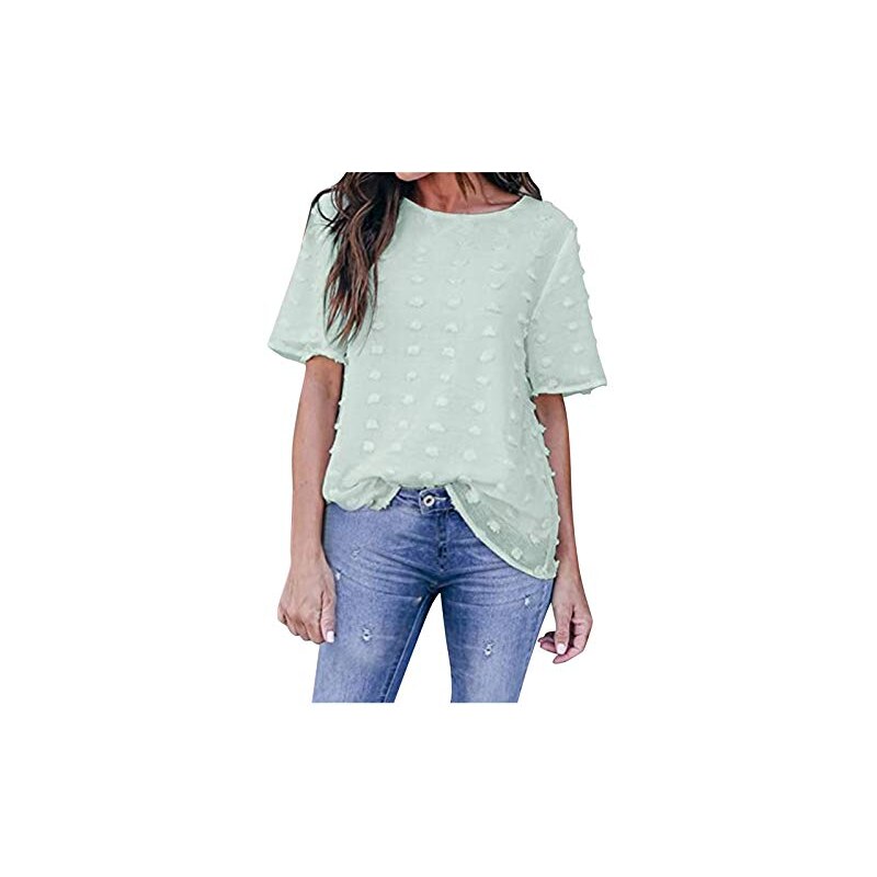 Camicetta Elegante In Chiffon Donna – Maniche Corte, Scollo A V, Bianca, Taglia S – Perfetta Per Ufficio E Tempo Libero