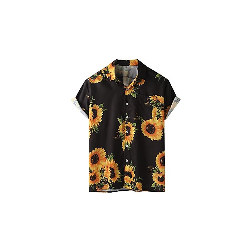 Camicia Uomo Slim Fit Stampa Etnica - Maniche Lunghe Casual Stile Retrò