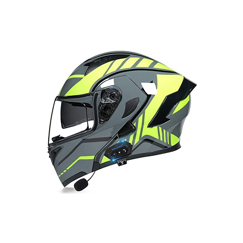 Casco Moto Modulare Ribaltabile Con Bluetooth Integrato - Doppia Visiera, Omologato ECE, Taglie S-XXXL, Nero Opaco
