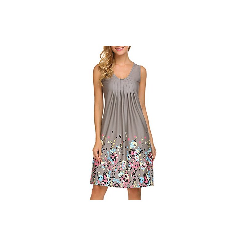 Vestito Donna Estate - Abito Spiaggia Senza Maniche Corto Con Collo Sospeso