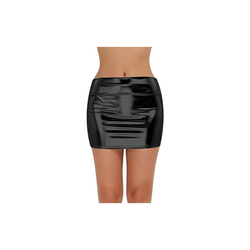 Minigonna Pelle Sintetica Lucida Minigonna Corta In Pelle Sintetica Lucida Bodycon Aderente Vita Alta Taglia - Foto 10