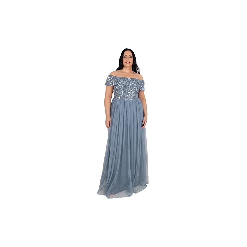 Maya Deluxe Abito Da Sera Midi Impreziosito Da Donna, Scollo A V Con Maniche Corte Per Ballo Di Fine Anno Matrimonio Vestito Per Damigella D Onore Marina Militare 40 105880811