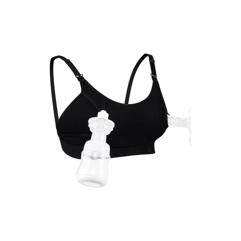 Reggiseno Allattamento E Pumping Momcozy 2 In 1 – Con Clip E Spallacci Regolabili, Morbido E Traspirante, Taglia XL, Nero/Grigio
