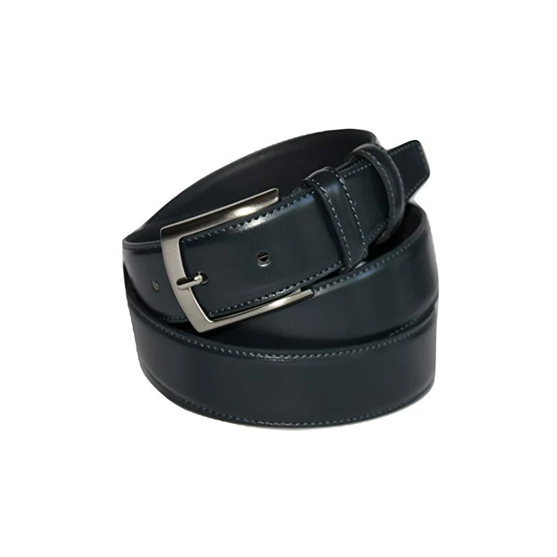 Police Cintura Uomo In Vera Pelle Alta 3,5 Cm - Fibbia Ottone, Accorciabile, Classica, Taglie 46-58, Confezione Regalo