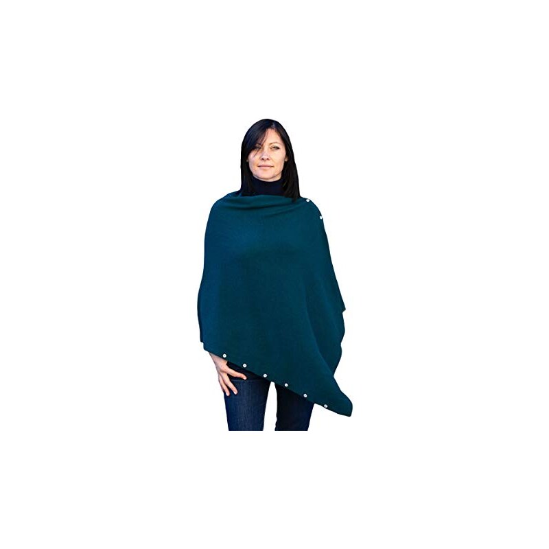 Poncho Donna In Misto Cashmere Made In Italy - Lana Merino, Viscosa, Poliammide - Taglia Unica - Foto 9
