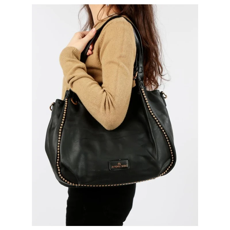 Antonio Basile Borsa hobo con borchie Borse a Spalla donna Nero
