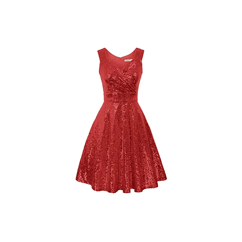 GRACE KARIN Abito Donna 50 Anni Senza Maniche con Paillettes per