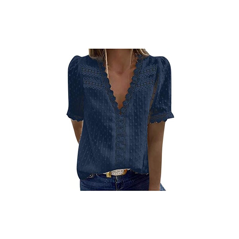 Generic Dirndl Camicetta da donna con pizzo - camicetta da donna in pizzo - camicetta