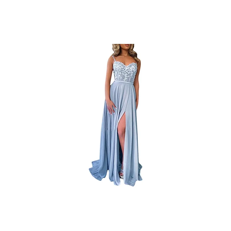 Abito Da Sera Senza Spalline In Pizzo - Lungo Elegante Con Scollo A V E Schienale Scoperto