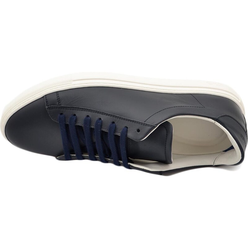 Malu Shoes Scarpe sneakers uomo casual in vera pelle di nappa blu basic con suola comfort pieghevole made in Italy