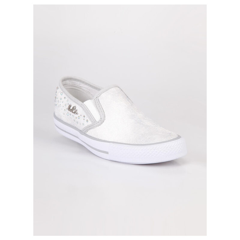 Lulu' Sneakers Slip On Con Pizzo - Bianco Basse Bambina Taglia 29