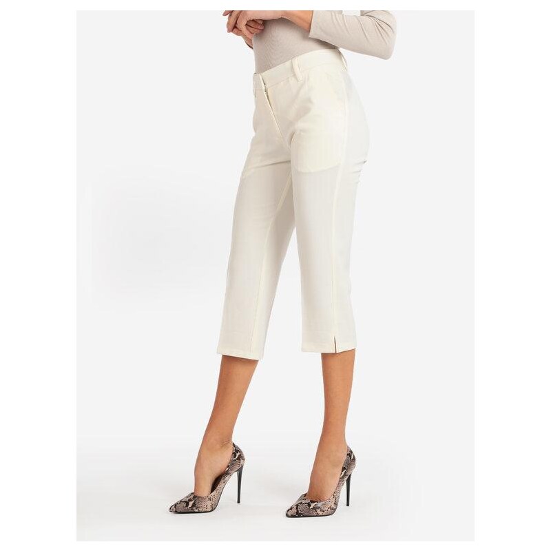 Solada Pantaloni Donna a 3/4 Tinta Unita Casual Bianco Taglia M