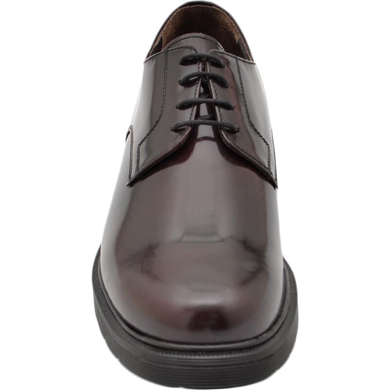 Malu Shoes Stringata uomo inglesina liscia in vera pelle abrasivata bordeaux fondo gomma sportivo moda tendenza made in Italy