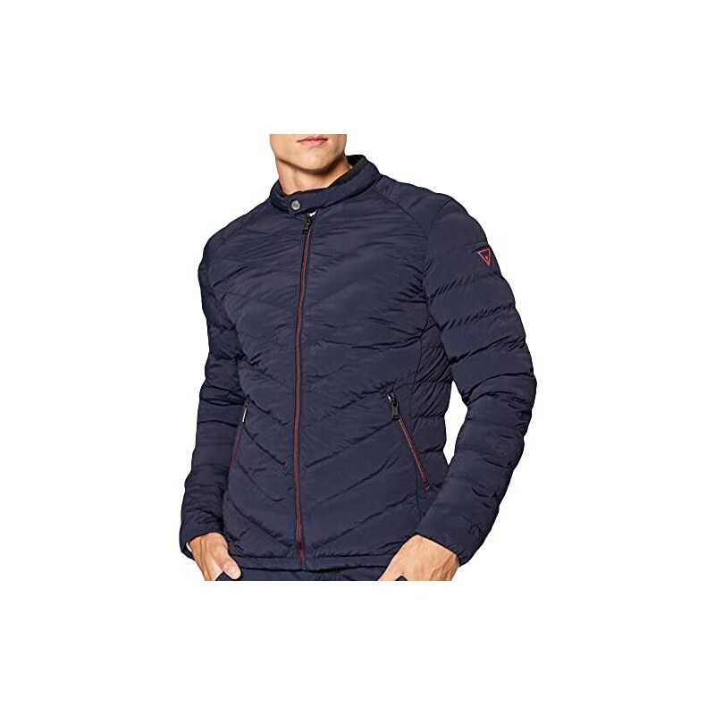 Guess Berretto Uomo M3YZ22 WBN60 - Blu, Logo Patch, 95% Cotone 5% Elastan