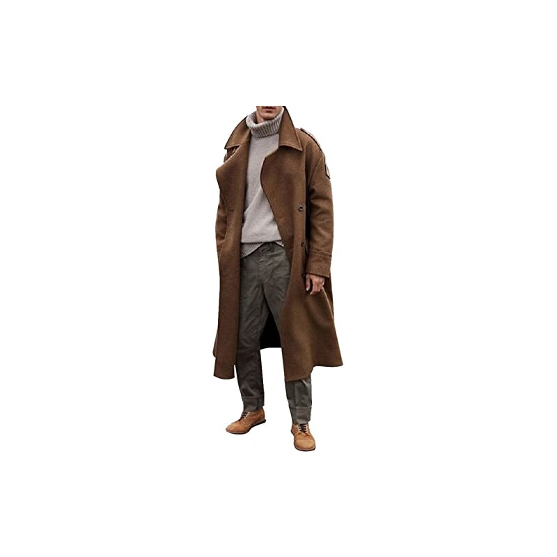 Cappotto Invernale Uomo Doppiopetto - Trench Lungo Casual - Misto Cotone - Taglie M-3XL - Foto 2