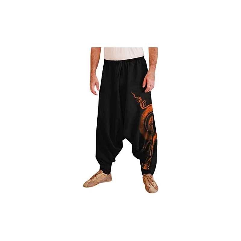 Caxndycing Pantaloni da uomo casual elastici a vita baggy hippie yoga harem  da uomo baggy hippie