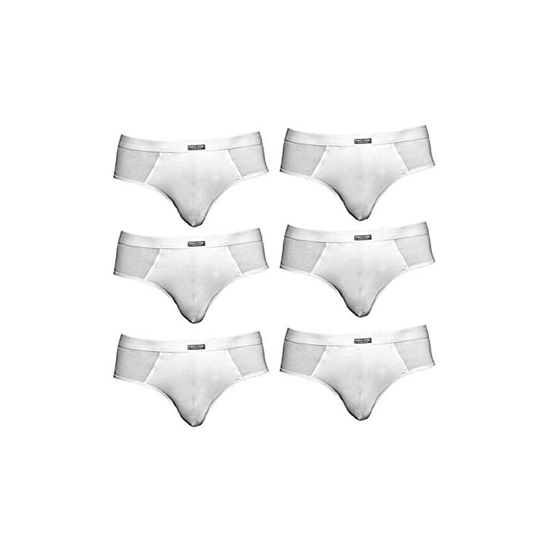 Enrico Coveri 6 Pezzi Slip Uomo in Cotone Bielastico ES1002, Bianco, 3/S