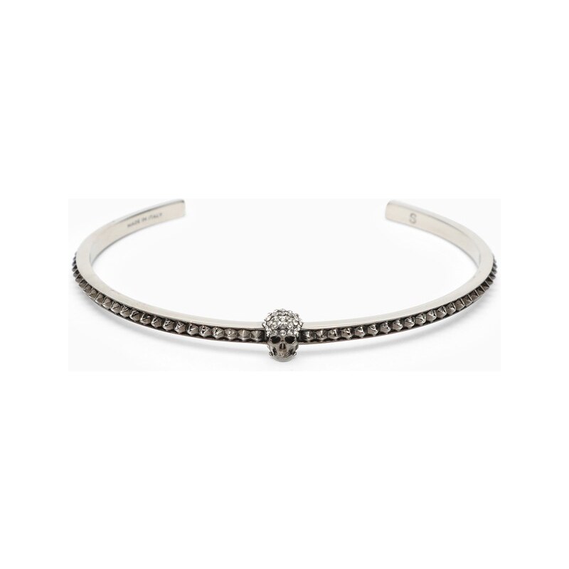 Nato Cuff Bracciale Teschio Skull In Argento 925 Con Larvikite E Ceramica Greca – Fatto A Mano In Francia (S, M, L)