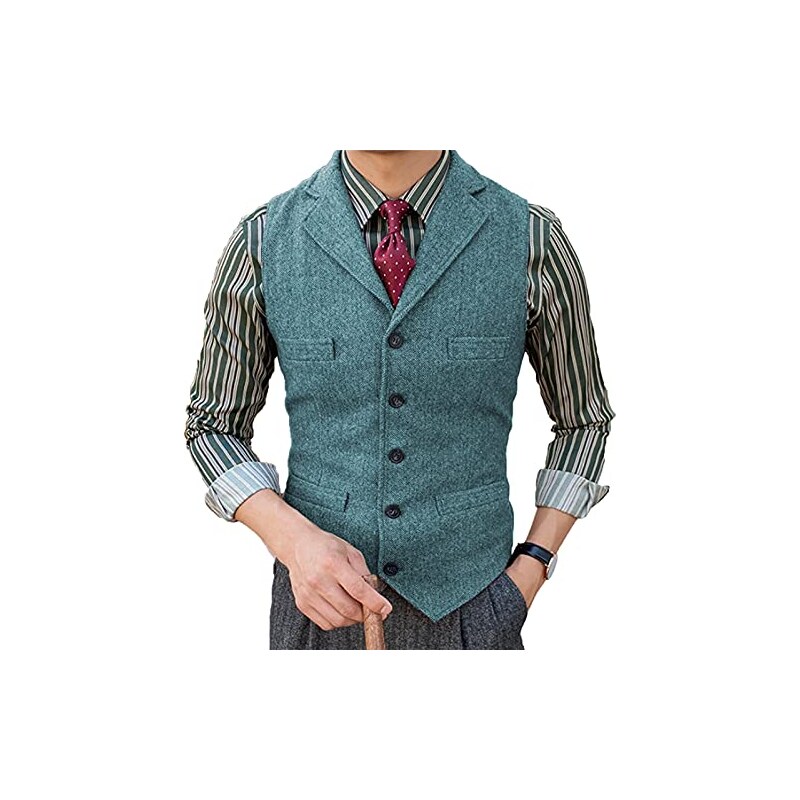 Gilet Doppiopetto Donna Gilet Donna Vintage Anni '50 In Tweed - Slim Fit Con Scollo A V Abbigliamento Retrò Donna - 11