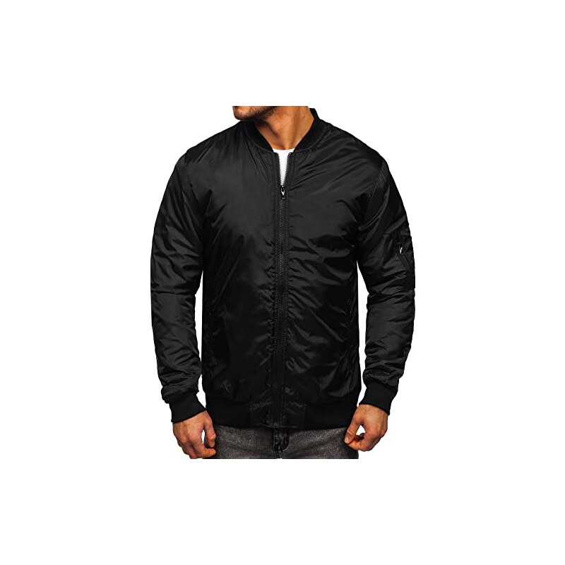 BOLF Uomo Giacca Mezza Stagione Giubbino Bomber Giacca Aviatore Da Baseball  Collo Alto Cerniera Antivento Primaverile Sportiva Outdoor Quotidiana AK95  Nero M [4D4] 