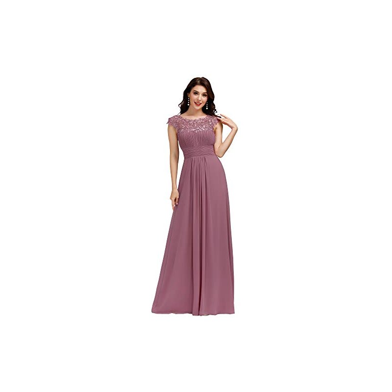 Ever-Pretty Vestiti da Sera e Cerimonia Donna Linea ad A Elegante Stile Impero Chiffon Abiti da Damigella d'Onore Orchidea 36