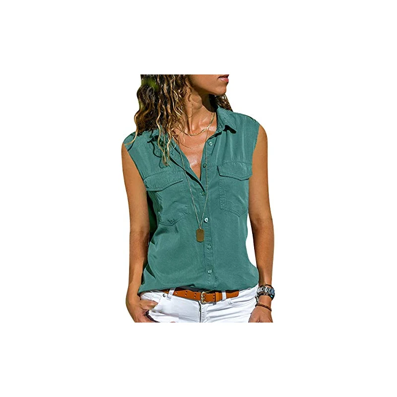 Qagazine - Maglietta Da Donna, Senza Maniche, Con Stampa A Tinta Unita - Foto 8