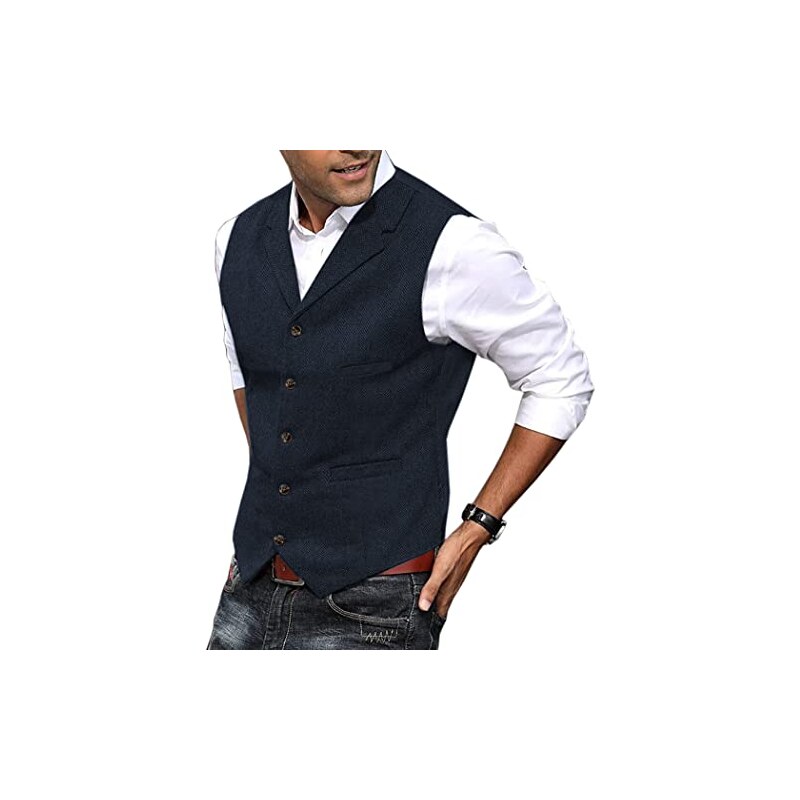 Gilet Uomo In Tweed E Lana - Elegante E Formale Per Matrimoni, Cerimonie E Ufficio - Foto 6