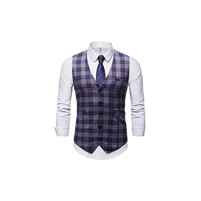 Gilet Da Uomo Formale Scollo A V Per Abiti Da Cerimonia E Smoking – DONGD Con Tasche E Cinturino - 3