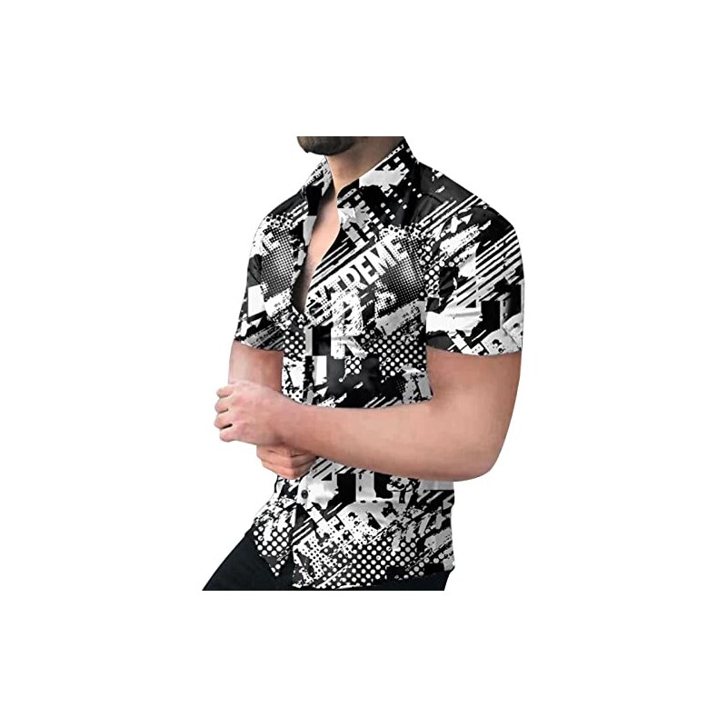 Remxi Camicia da uomo in lino T-Shirt-Summer semplice cotone pulsante