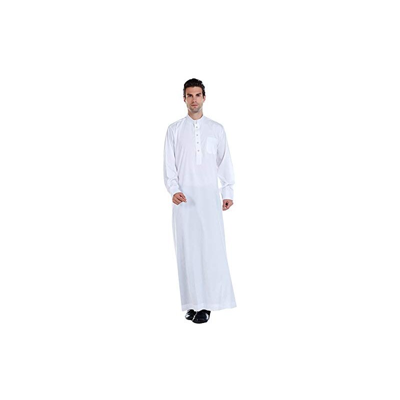 Thobe Saudita Maniche Lunghe In Mista Cotone, Vestito Tradizionale Per Uomo, Disponibile In Molte Taglie E Colori