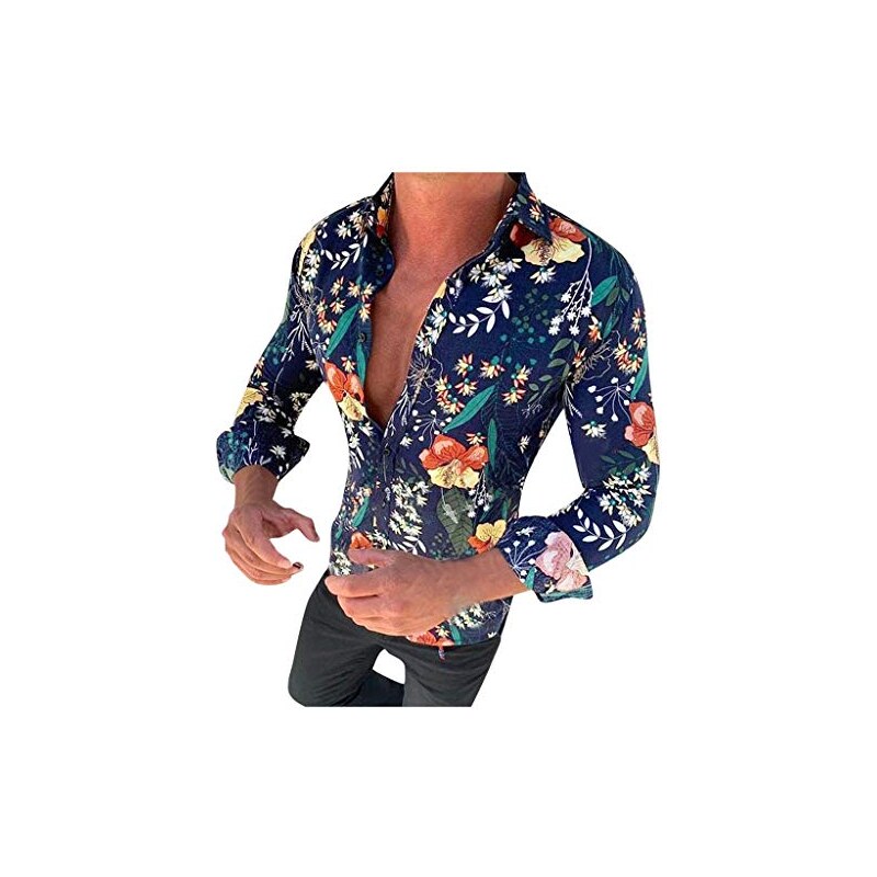 Giosal Camicia Uomo Lino Collo Francese Tinta Unita Colletto Sartoriale Artigianale (XL, Blu