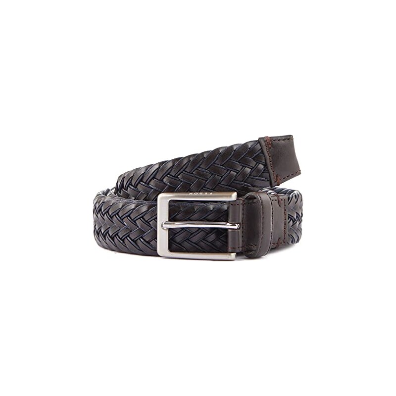 Made In Italy - Cintura uomo in pelle intrecciata elasticizzata Nero