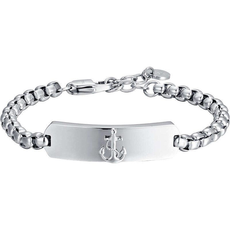 Bracciale Uomo Luca Barra BA1687 - Gioiello In Acciaio Con Piastra Silver, Elegante