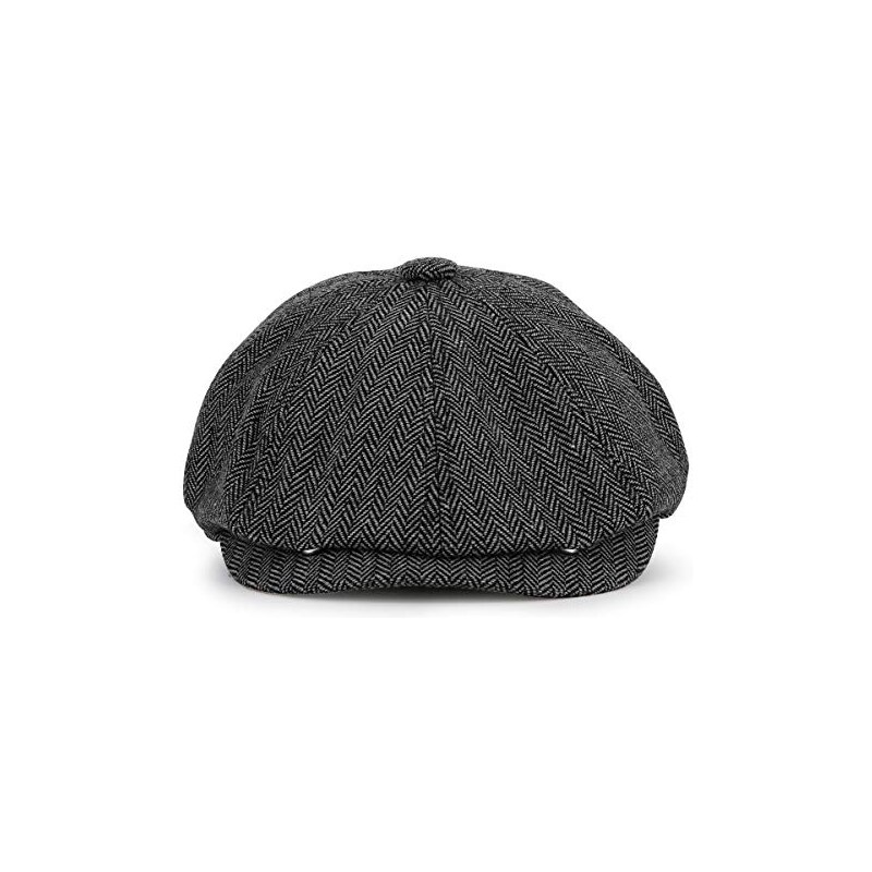 Herren Tweed Schiebermütze - Klassische Flatcap Im Fischgrätmuster