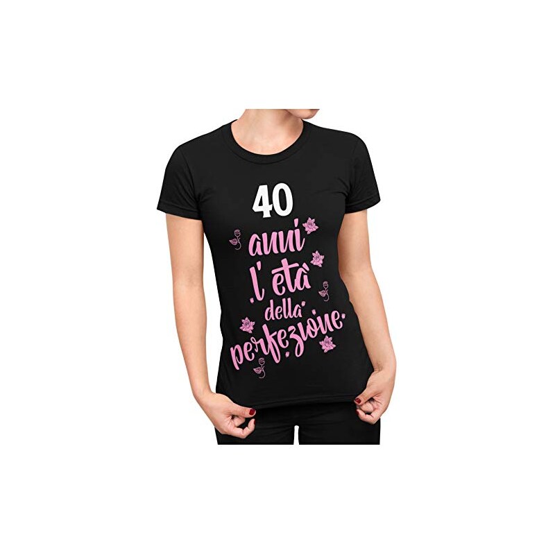 bubbleshirt Regalo 40 Anni Donna l'età della Perfezione - Maglietta  Compleanno 