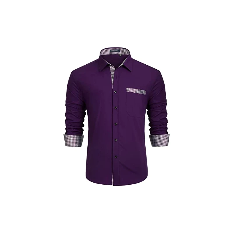GUOCU Camicia Elegante da Uomo Manica Lunga Camicie