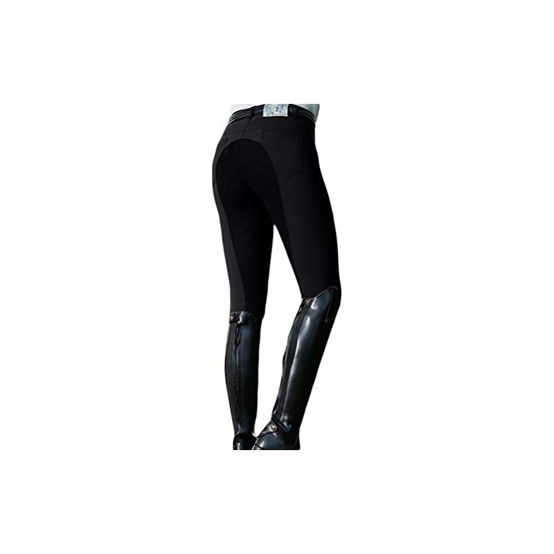 Pantaloni Equitazione HKM Starlight Donna - Leggings Tecniche Con Rinforzi Ginocchio, Nero/Rosa Taglia 36 - Foto 4
