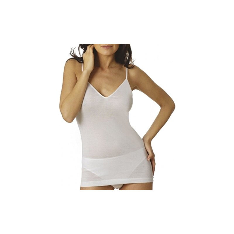 Canottiera Intimo Donna In Cotone Filo Di Scozia Spalla Larga | BY SELINA SL5068 | Bianco Taglia 8 (XXXL)