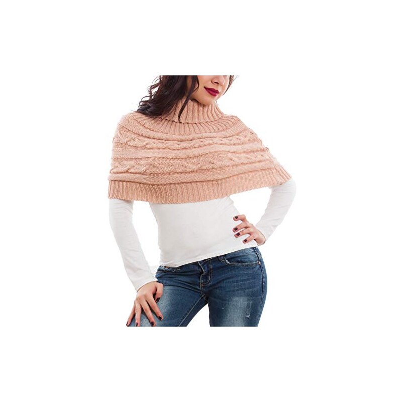 Maglione con collo a lupetto in materiale effetto montone - Nero - Donna - 20.00