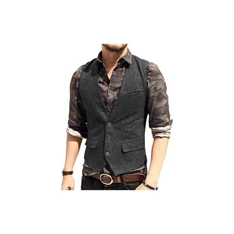 MaxToonrain Gilet Uomo In Tweed - Senza Maniche, Elegante E Casual - Per Cerimonie E Uso Quotidiano
