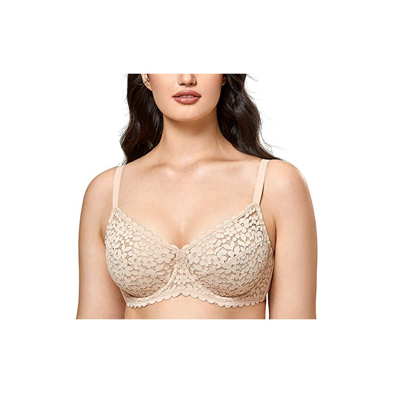 Reggiseno Minimizer Senza Spalline In Pizzo - Taglie Dalla C Alla H, Senza Ferretto (DE-M2060)