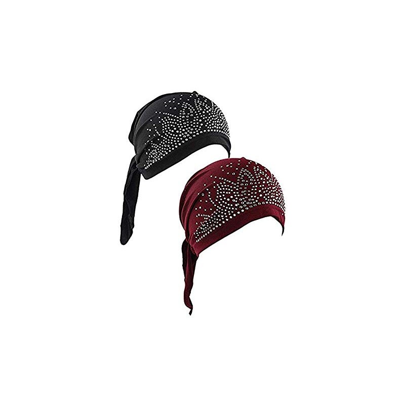 Turbante In Velluto Con Cristalli Per Donna - Elastico, Copricapo Chemio, Hijab